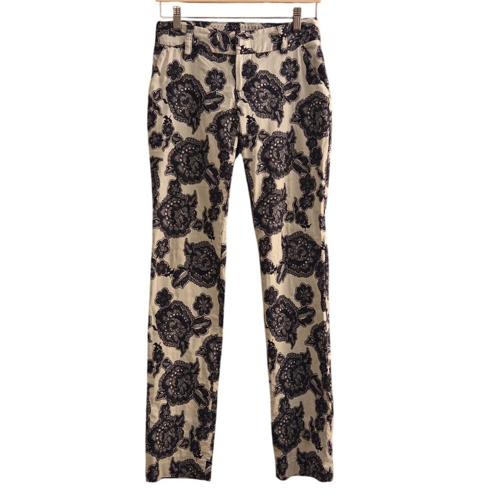 Alice + Olivia Stacey Slim Floral Ankle Pant, Lace Romantic Botanical Boho Sz 0